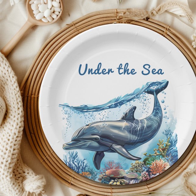 Nautical Blue Boy Under the Sea Baby Shower Paper Plate (Creator Uploaded)