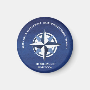 Nautical Blue Compass Door Marker Cruise Magnet