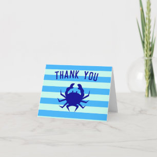 Nautical Blue Crab Beach Thank You Notes