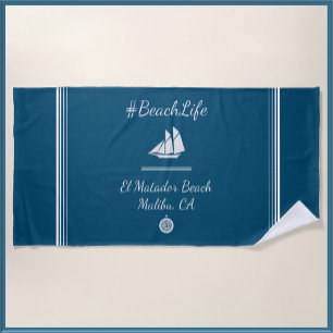 Nautical Blue Customisable Beach Life  Beach Towel
