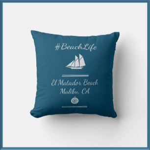 Nautical Blue Customisable Beach Life Cushion