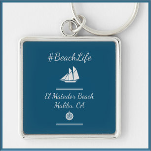 Nautical Blue Customisable Beach Life Key Ring