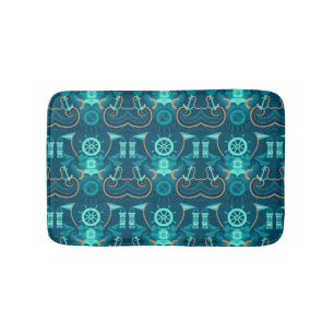 Nautical Blue Design Bath Mat