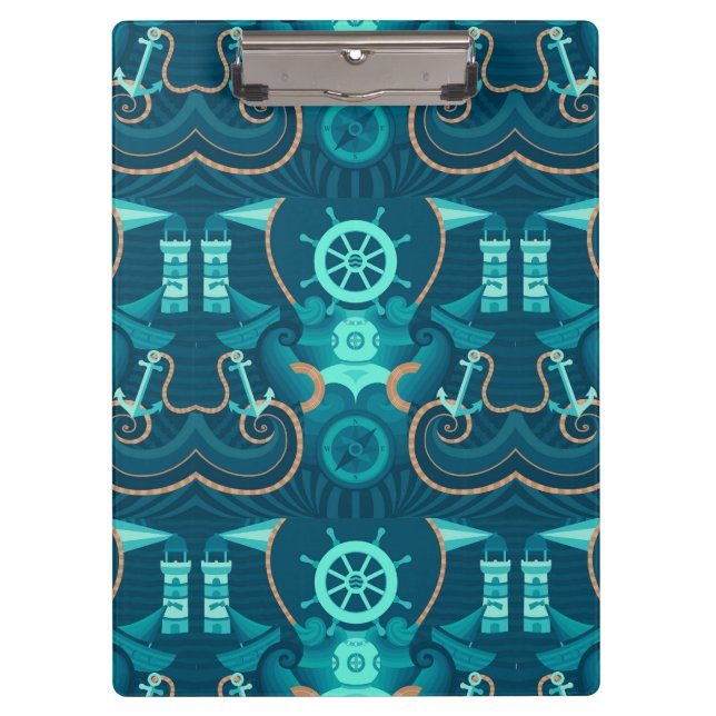 Nautical Blue Design Clipboard (Front)