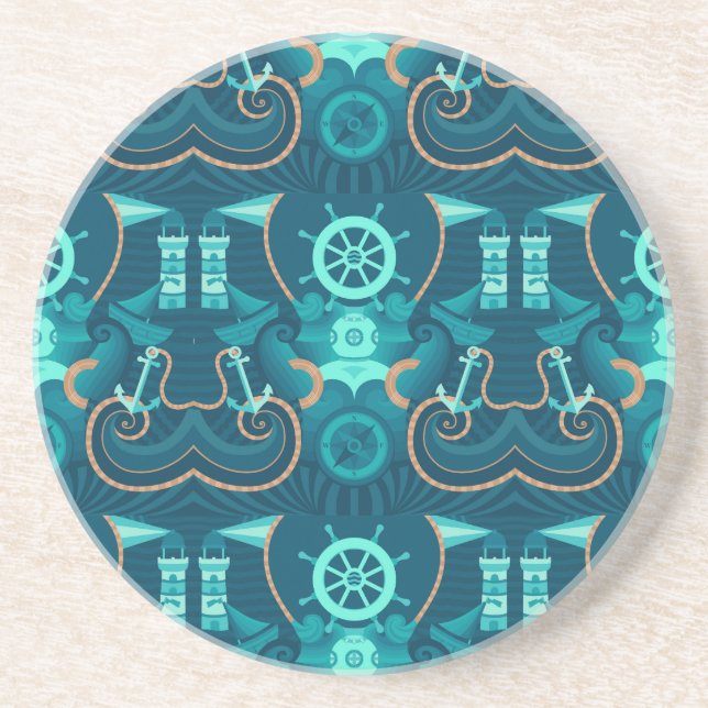 Nautical Blue Design Coaster (Front)