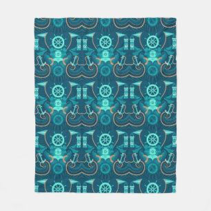 Nautical Blue Design Fleece Blanket