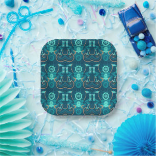 Nautical Blue Design Paper Plate