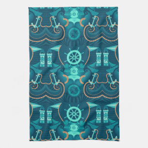 Nautical Blue Design Tea Towel