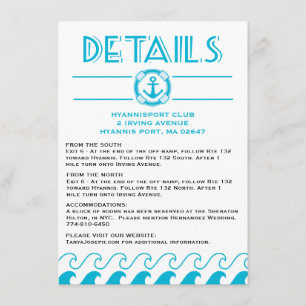 Nautical Blue Details Directions Turquoise Anchor Enclosure Card