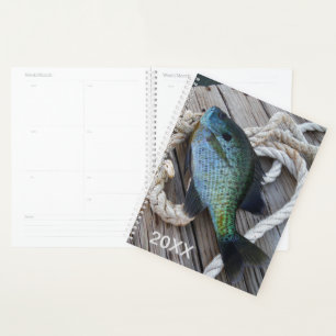 Nautical Blue Fish Wood Dock Photo coastal Planner