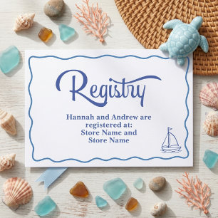 Nautical Blue Frame Wedding Gift Registry Enclosure Card