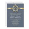 nautical blue golden wedding invitations