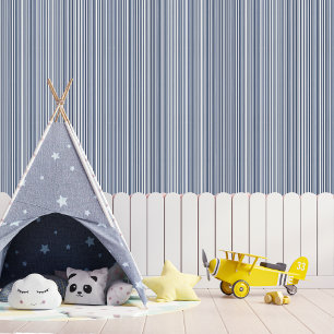 Nautical Blue, Grey, and White Stripes Wallpaper