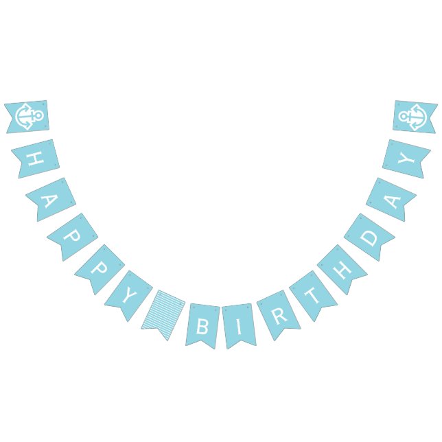 Nautical Blue Happy Birthday Anchor Bunting (All)