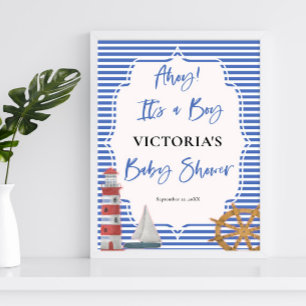 Nautical Blue Its a Boy Baby Shower Welcome Sign