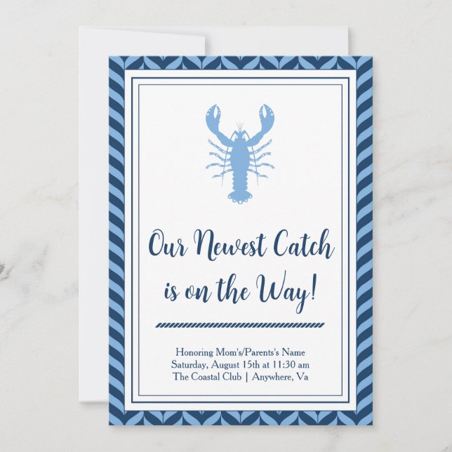 Nautical Blue Lobster Baby Shower Invitation (Front)