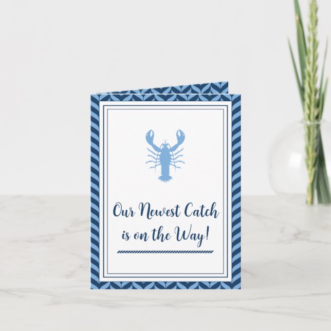 Nautical Blue Lobster Baby Shower Invitation fold (Front)