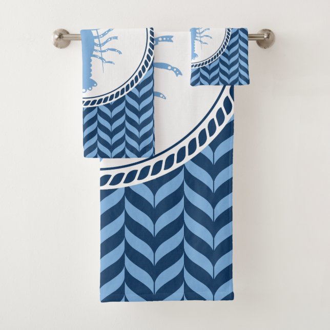 Nautical Blue Lobster coastal Bath Towel Set (Edi (Insitu)