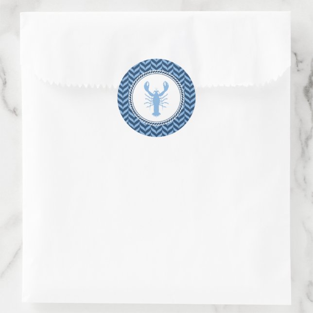 Nautical Blue Lobster coastal  Classic Round Sticker (Bag)