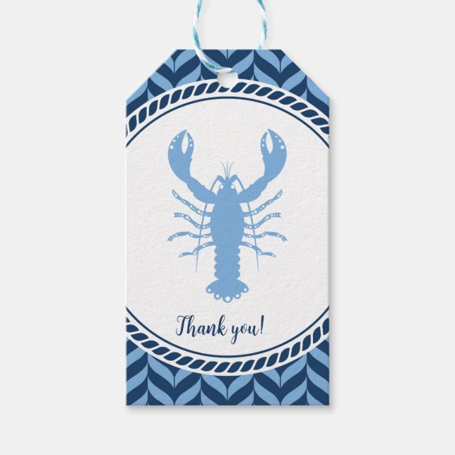 Nautical Blue Lobster coastal  Gift Tags (Front)