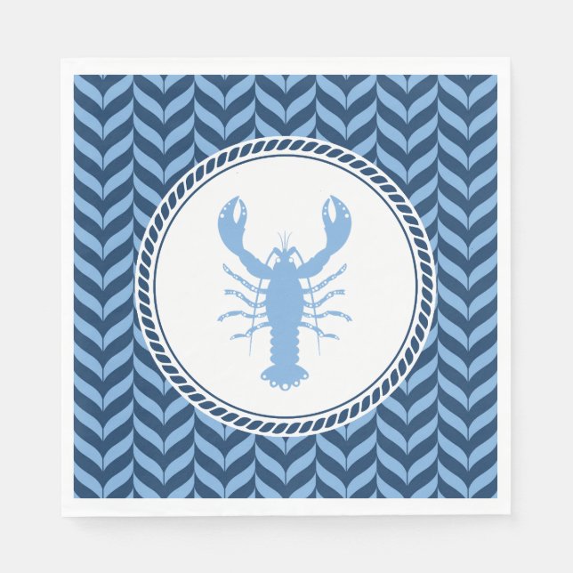 Nautical Blue Lobster coastal  Napkin (Front)