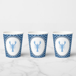 Nautical Blue Lobster coastal  Paper Cups