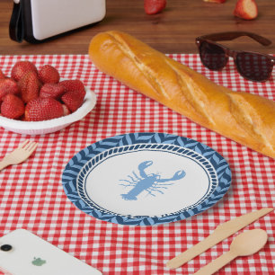 Nautical Blue Lobster coastal party paper plates