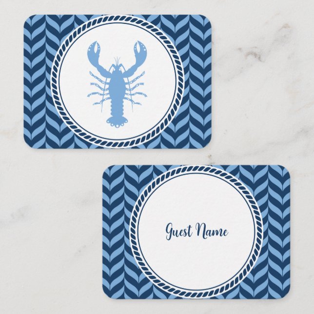 Nautical Blue Lobster coastal  Place Card (Front/Back)