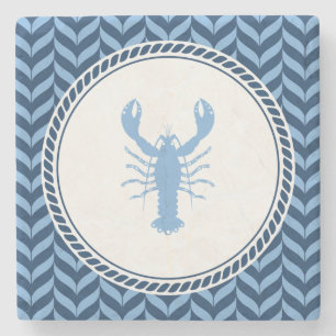 Nautical Blue Lobster coastal  Stone Coaster