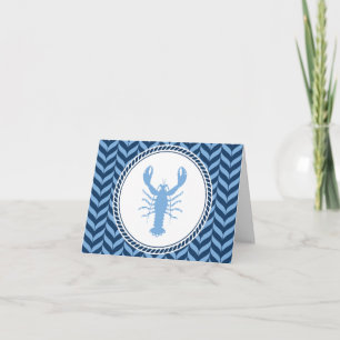 Nautical Blue Lobster coastal Thank You Card