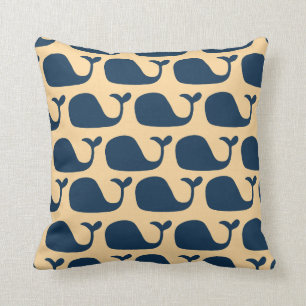 Nautical Blue Ocean Whale Pillow CBendel Designs