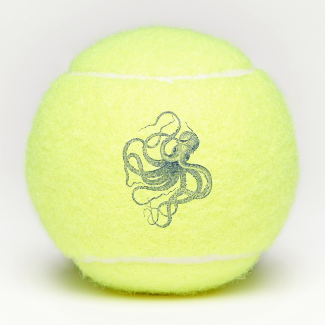 Nautical Blue Octopus  Tennis Balls (Front)