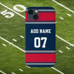 Nautical Blue Red and Silver Sports Stripe  iPhone 15 Case<br><div class="desc">Great item for the New England fan in your life. Nautical Blue,  Red and Silver football jersey style stripe design. The colours we have chosen for this series of cases will match your favourite teams colours,  we just can't mention them here. Perfect gift for football fans.</div>