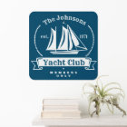 Nautical Blue Retro Yacht Club Family Sign