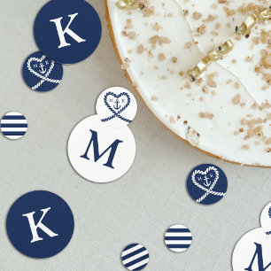 Nautical Blue Rope Heart Anchor Monogram Wedding  Confetti