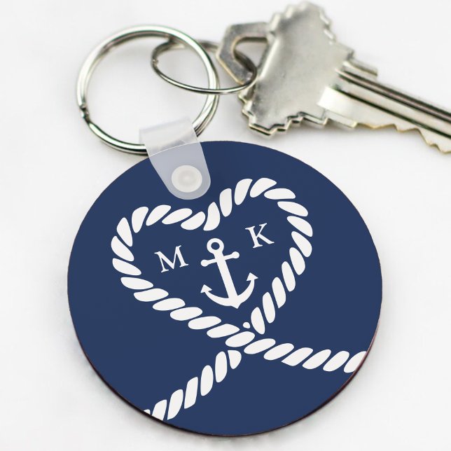 Nautical Blue Rope Heart Anchor Wedding Bridesmaid Key Ring (Nautical Blue Rope Heart Anchor Wedding Bridesmaid Keychain
)
