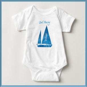 Nautical Blue Sailboat Baby Bodysuit