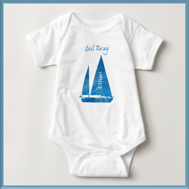 Nautical Blue Sailboat Baby Bodysuit (Creator Uploaded)