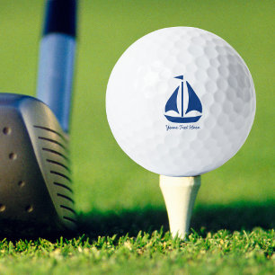 Nautical Blue Sailboat preppy personalised Golf Balls