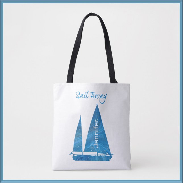 Nautical Blue Sailboat Tote Bag (Creator Uploaded)
