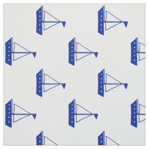 Nautical Blue Sailboats on White Fabric