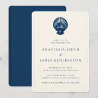 Nautical Blue Sea Shell Stylish Modern Wedding