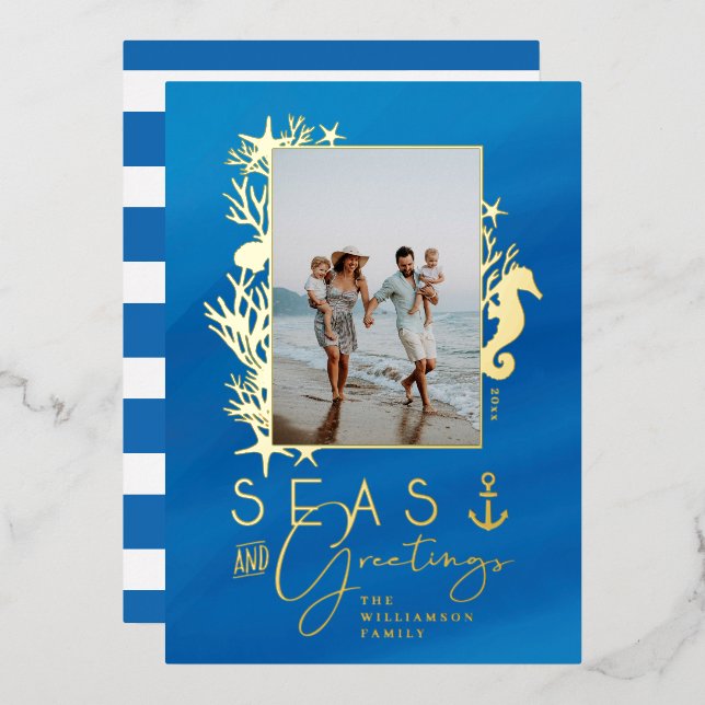 Nautical Blue Seas & Greetings Ocean Photo Frame (Front/Back)