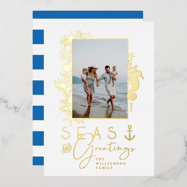 Nautical Blue Seas & Greetings Ocean Photo Frame (Front/Back)