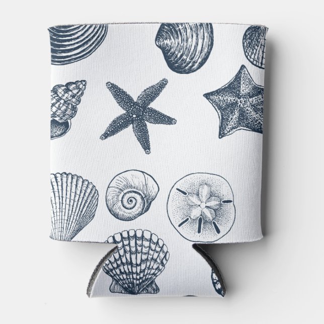 Nautical Blue Shells Can Cooler (Front)