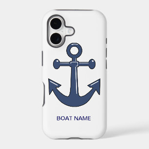 Nautical Blue Ship Anchor Custom Boat Name