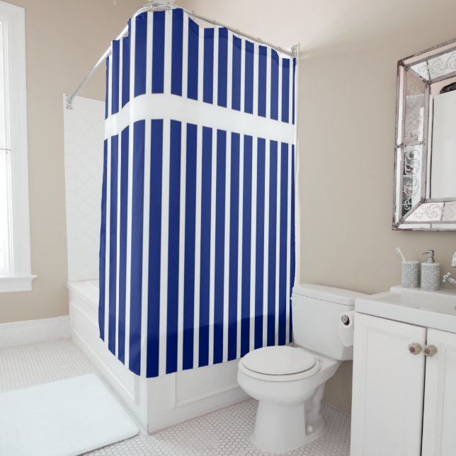 Nautical Blue Shower Curtain (In Situ)