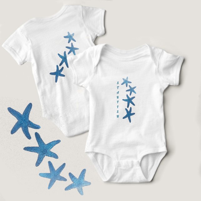 Nautical Blue Starfish Baby Bodysuit (Creator Uploaded)