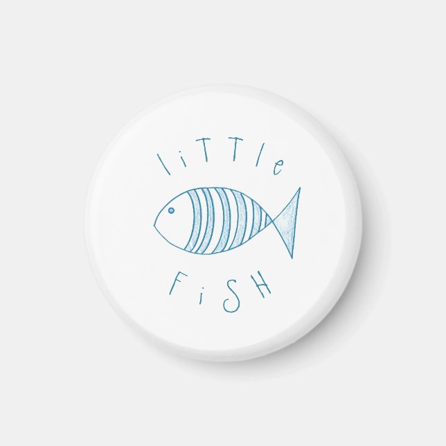 Nautical Blue Stripe Little Fish  Magnet (Front)