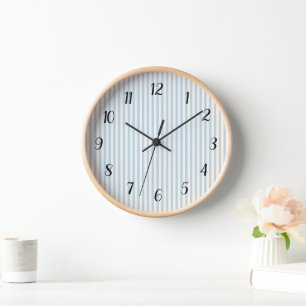 Nautical Blue Stripe Preppy Large Clock